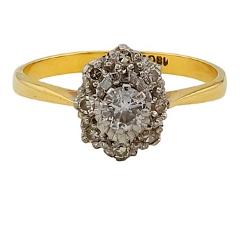 18ct Gold & Platinum Diamond Cluster Ring Size P